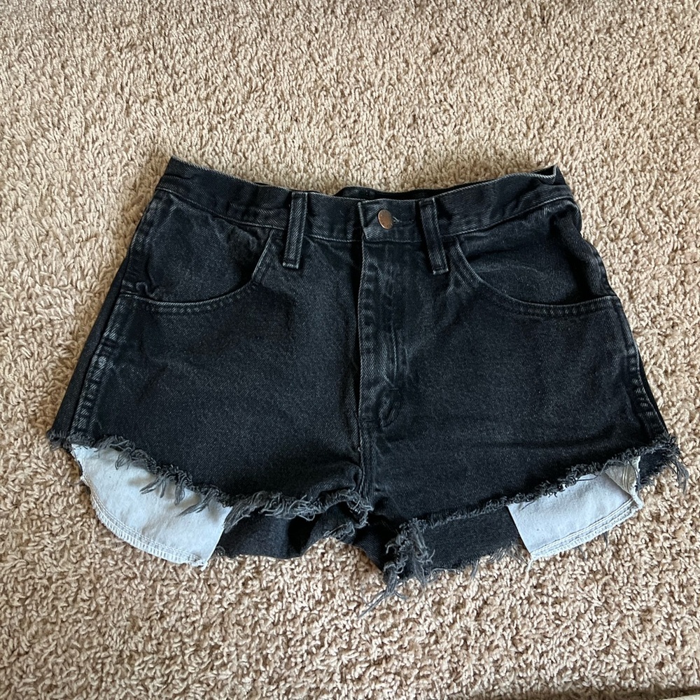 Vintage Black Denim Women Jean Shorts